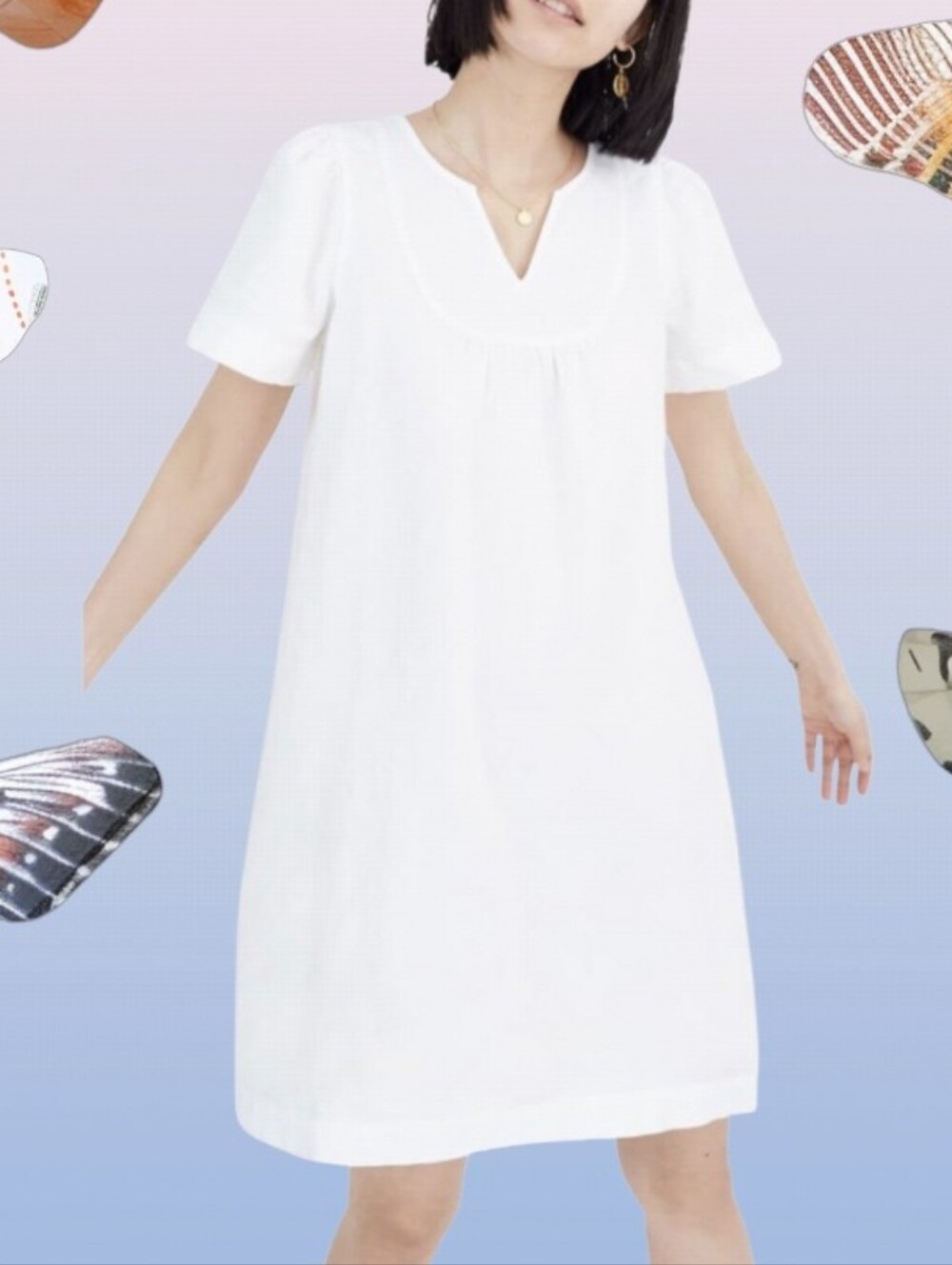 Simple White V-Neck Short Sleeve Dress Cover-up